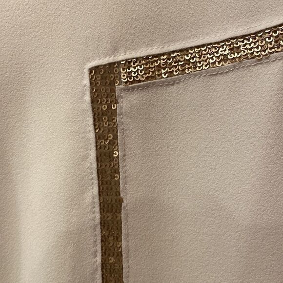 Joseph Ribkoff White Dress with Gold Sequin Detail Size 8 - Picture 5 of 11